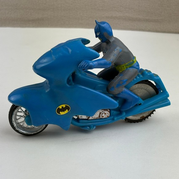 Vintage 1974 Batman Stunt Cycle Gyro Action Ahi Azrak Hamway Blue Hong Kong DC - Picture 3 of 10